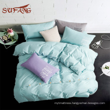 Comforter set / 1000TC 100% cotton button decoration rainbow colors bed sheet set